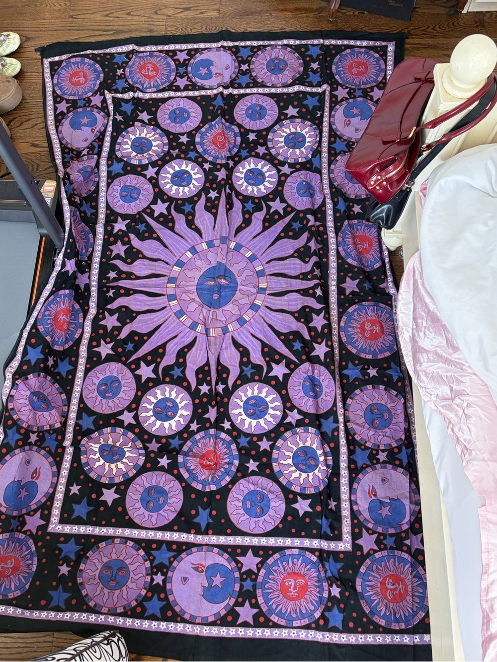 Bohemian Sun & Moon Purple Celestial Tapestry Throw